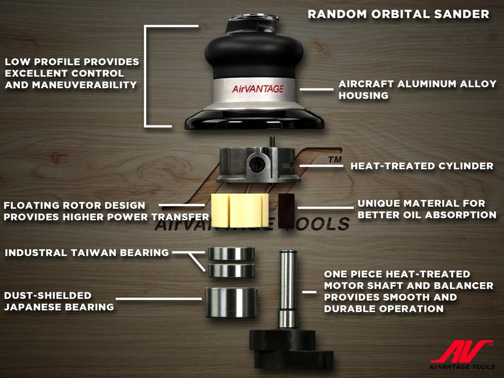 AirVANTAGE 6" Random Orbital Palm Sander with Pad- 3/16" Orbit with Hook & Loop