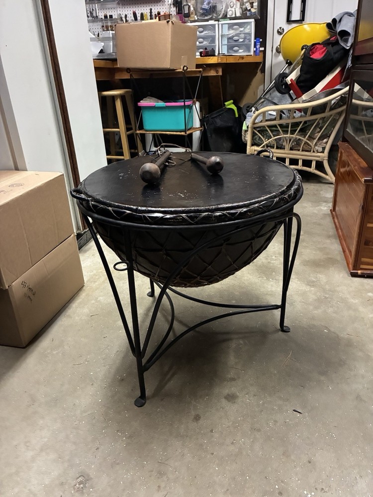 Vintage Drum End Table Good Condition