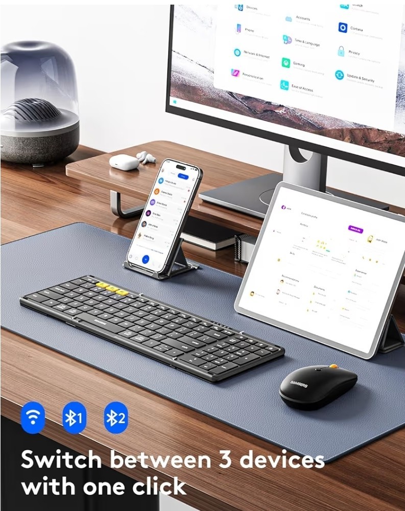 Foldable Keyboard and Mouse, Samsers Folding Bluetooth Keyboard Combo