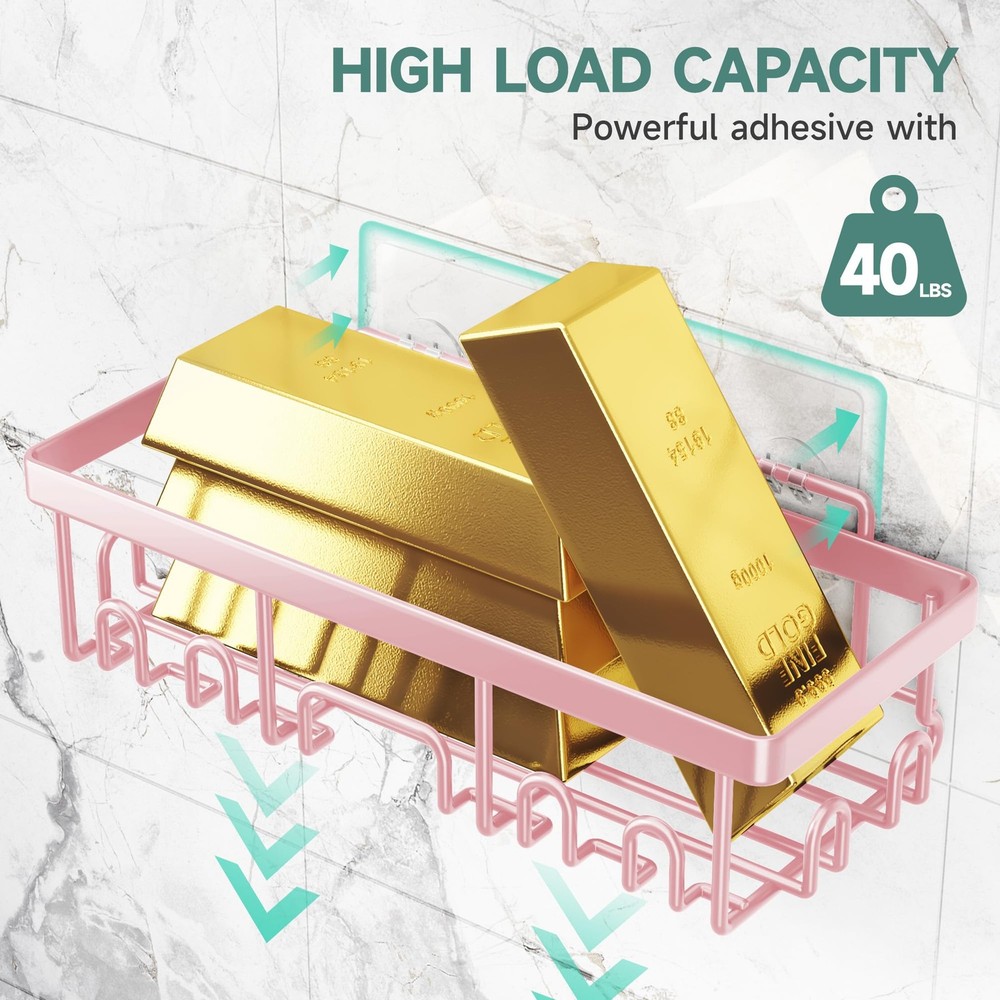 Large Capacity Shower Caddy 6-Pack, No Drilling & Rustproof, Adhesive Shower ...