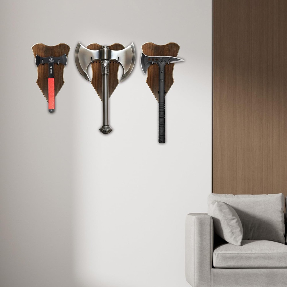 Sword Wall Mount Solid Wood Adjustable Plaque Vertical Display Hanger Rack Ho...
