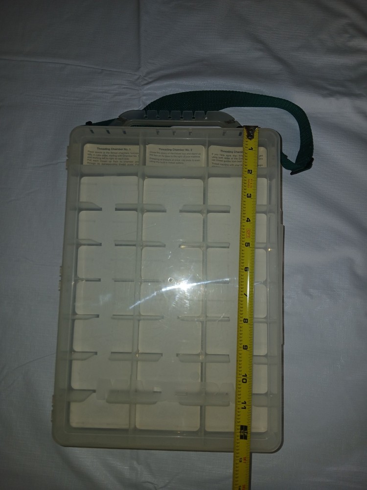 Machine embroidery thread case with cutters and thread holes