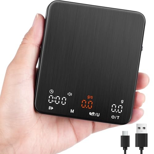 Mini Espresso Coffee Scale with Timer & Flow Rate, 2kg/0.1g 2 kg - Mini Size