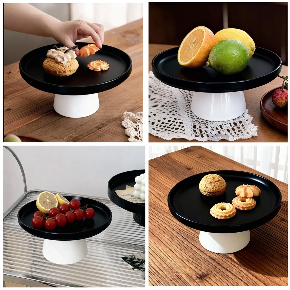 Risers for Display, Round Ceramic Tray Decor, Dessert Table Display Set,Rusti...