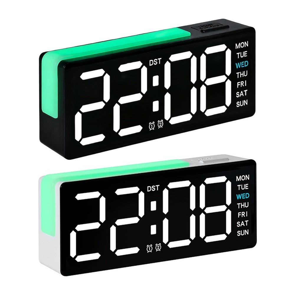 Digital Clock with Large LED Display Time Date Weekday Temp F C Switchable