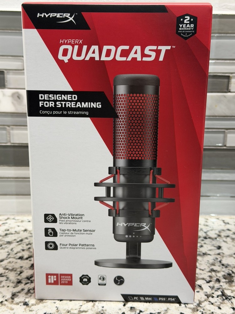 HyperX QuadCast USB Microphone Designed for Streaming Gaming Podcasts