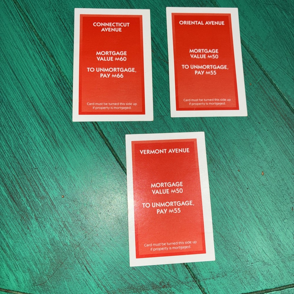 2014 Monopoly Replacement - 3 Light Blue Property Cards