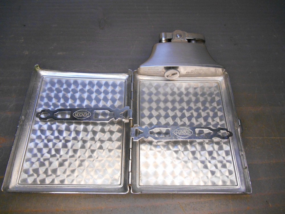 Ronson Mastercase Etched Silver Tone Cigarette Lighter Monogram RJD