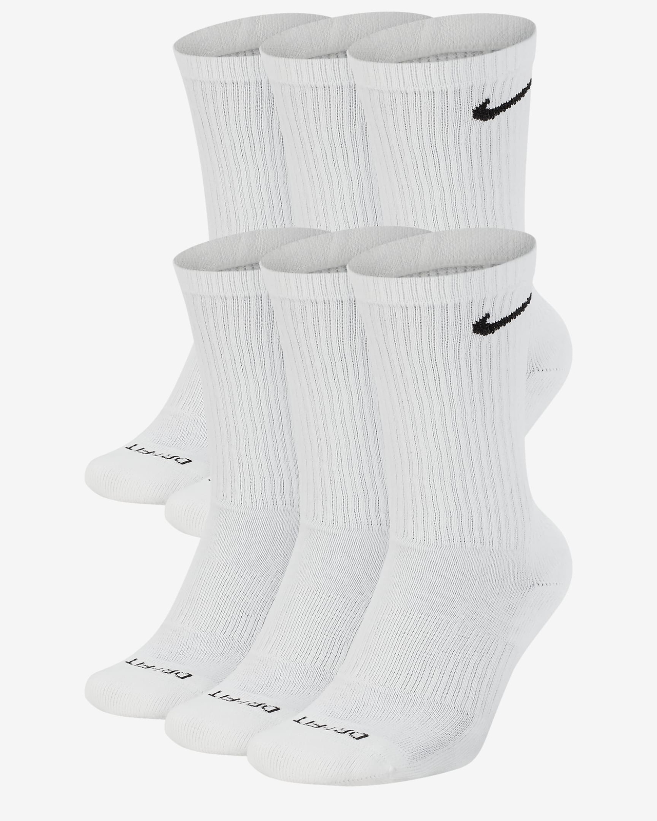 Nike Everyday PLUS Cushioned Training Socks 1, 2, 3, OR 6 PAIRS WHITE OR BLACK