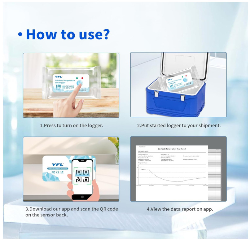 Wireless Temperature Data Logger Reusable Temperature Sensor USB-Free Thermomete