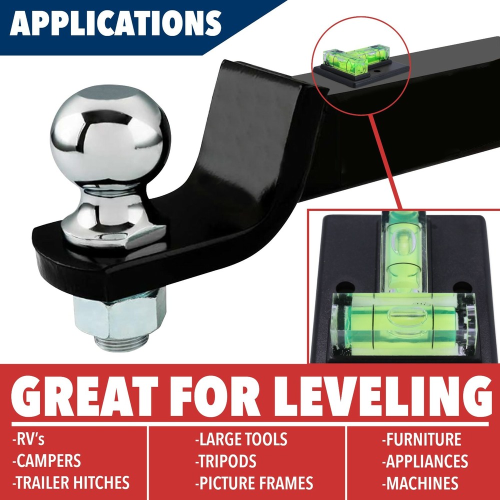Square T Bubble Level Multi Use DURABLE Cross Check Leisure Coachworks 2 PACK