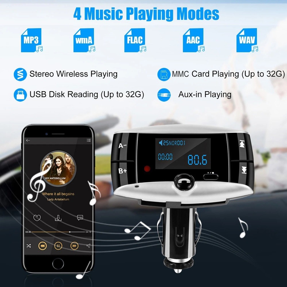 Bluetooth FM Transmitter Modulator Car Kit Handsfree MP3 Player SD USB W/ Remote