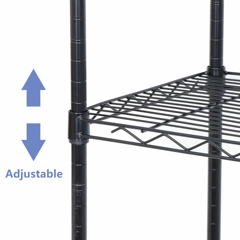 5-Tier Storage Wire Unit Rack with 4 Wheels Casters Large Space Shelves Rolling