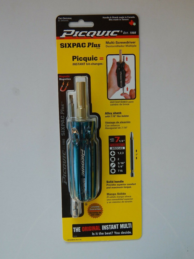 PICQUIC SIXPAC Plus Screwdriver Multi Bit w/ 7 Hex Bits - "Aquamarine"