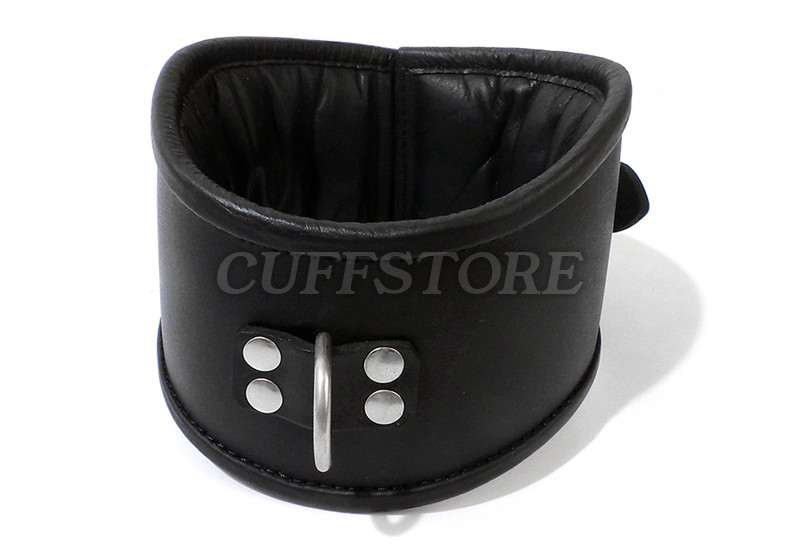 Bondage Padded Leather Posture Collar with Padlock 3" Height
