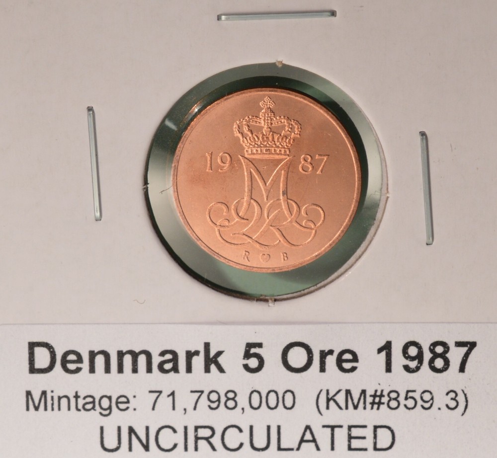 1987 Denmark 5 Ore - Uncirculated from original roll