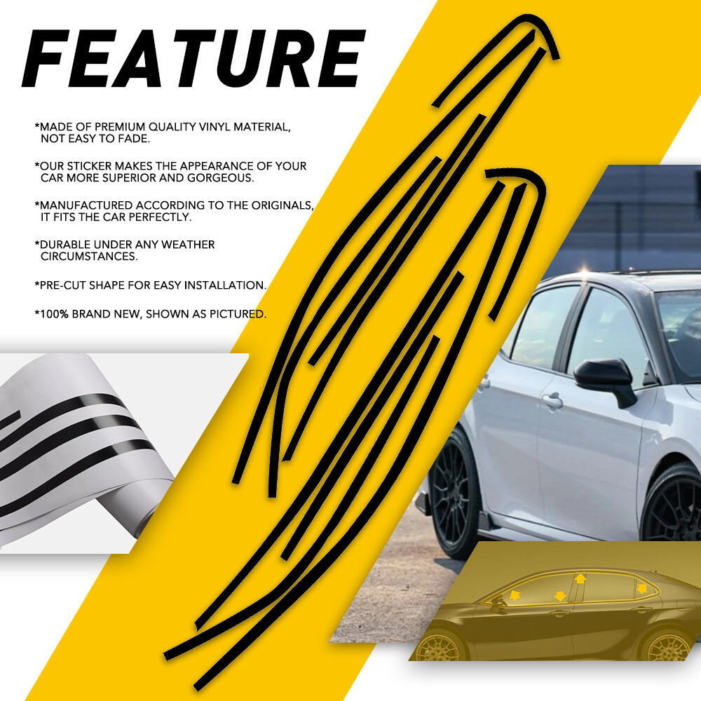 Chrome Delete Blackout Overlay for 2018-24 Toyota Camry Window Trim F