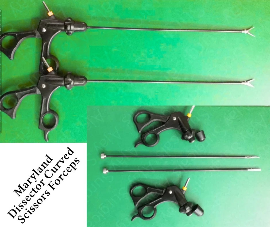 Laparoscopic Maryland Dissector Curved Scissors Forceps Set Surgical Instruments