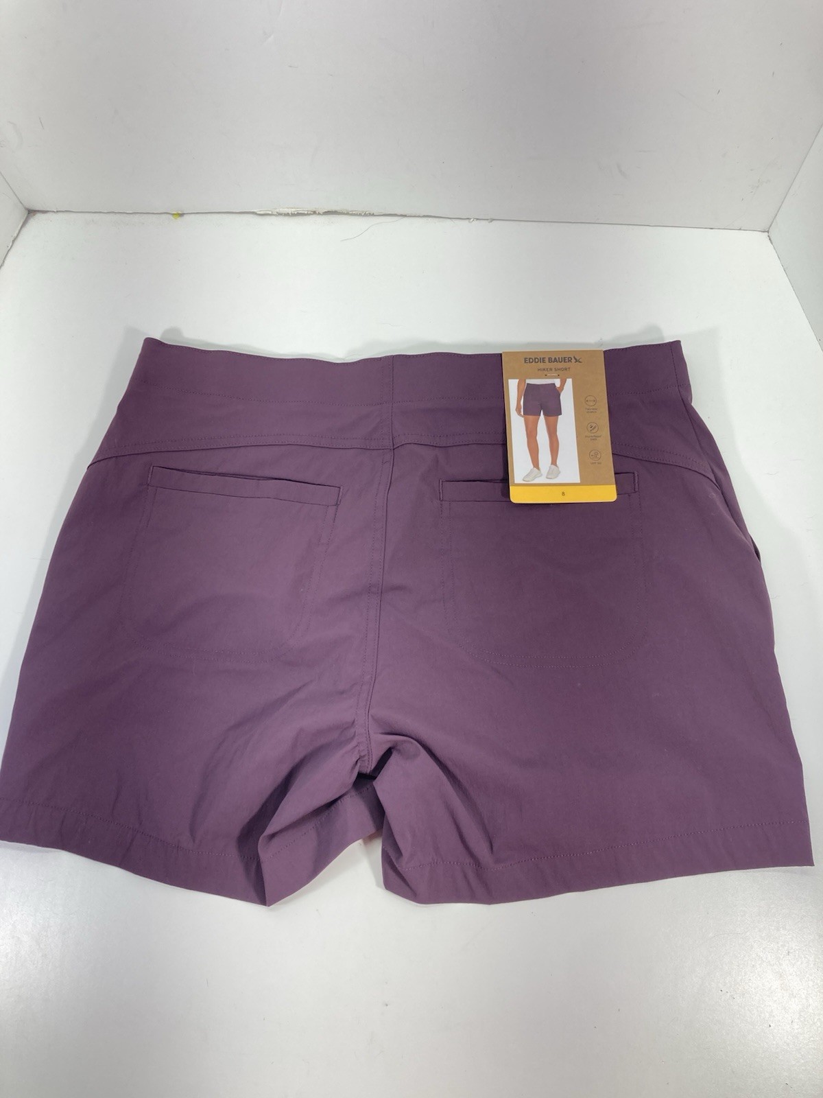 Eddie Bauer Performance Hiker Shorts Women 8 32X7 Purple Eggplant Stretch NWT