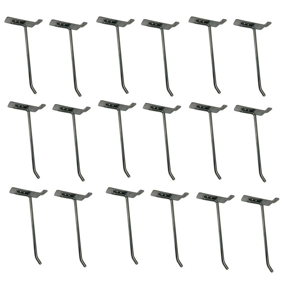 6" Slatwall Hook Panel Display Hooks, 1/4" Thickness Metal, Chrome - PACK 24