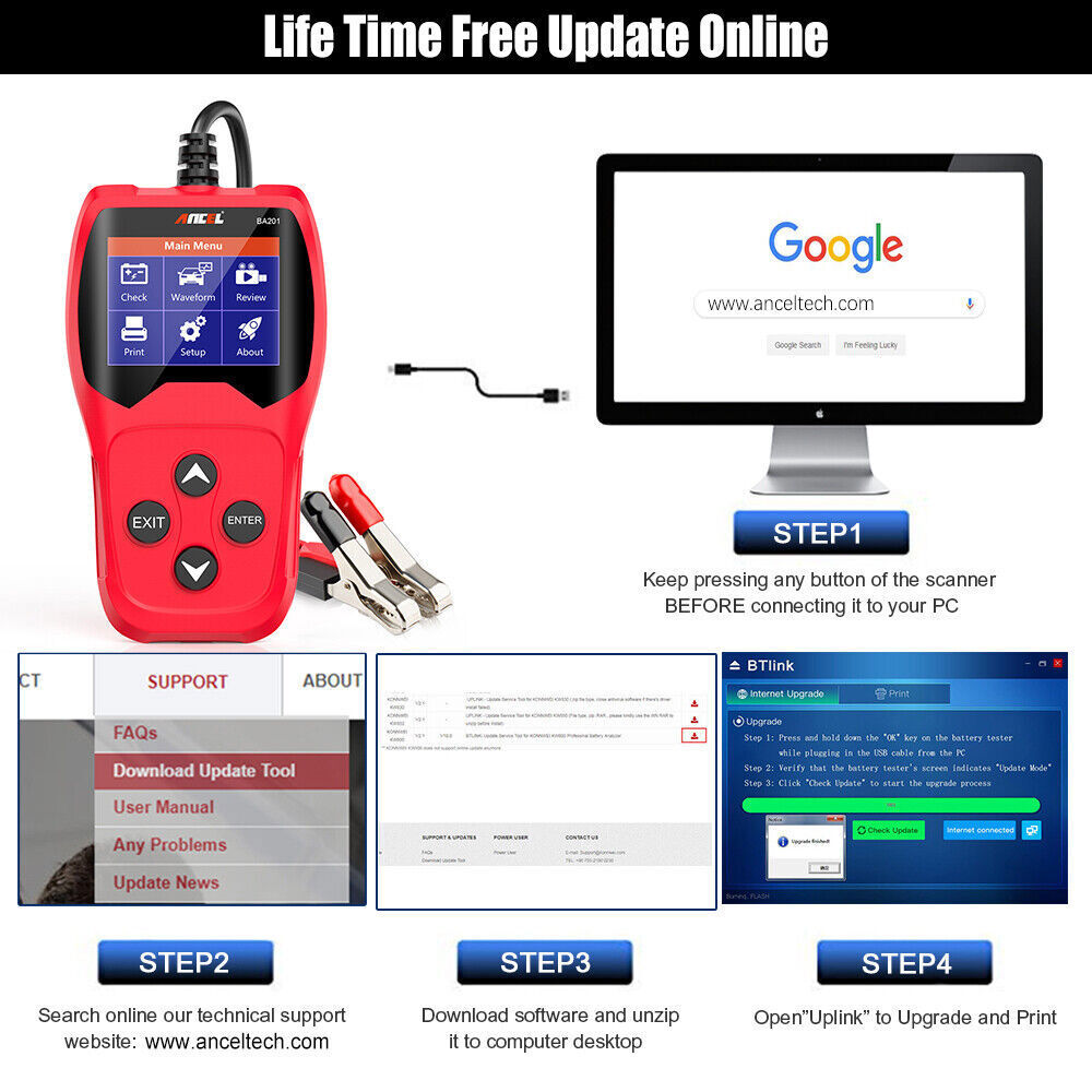 12V Battery Load Tester Auto Digital Analyzer Alternator Cranking Charging Test