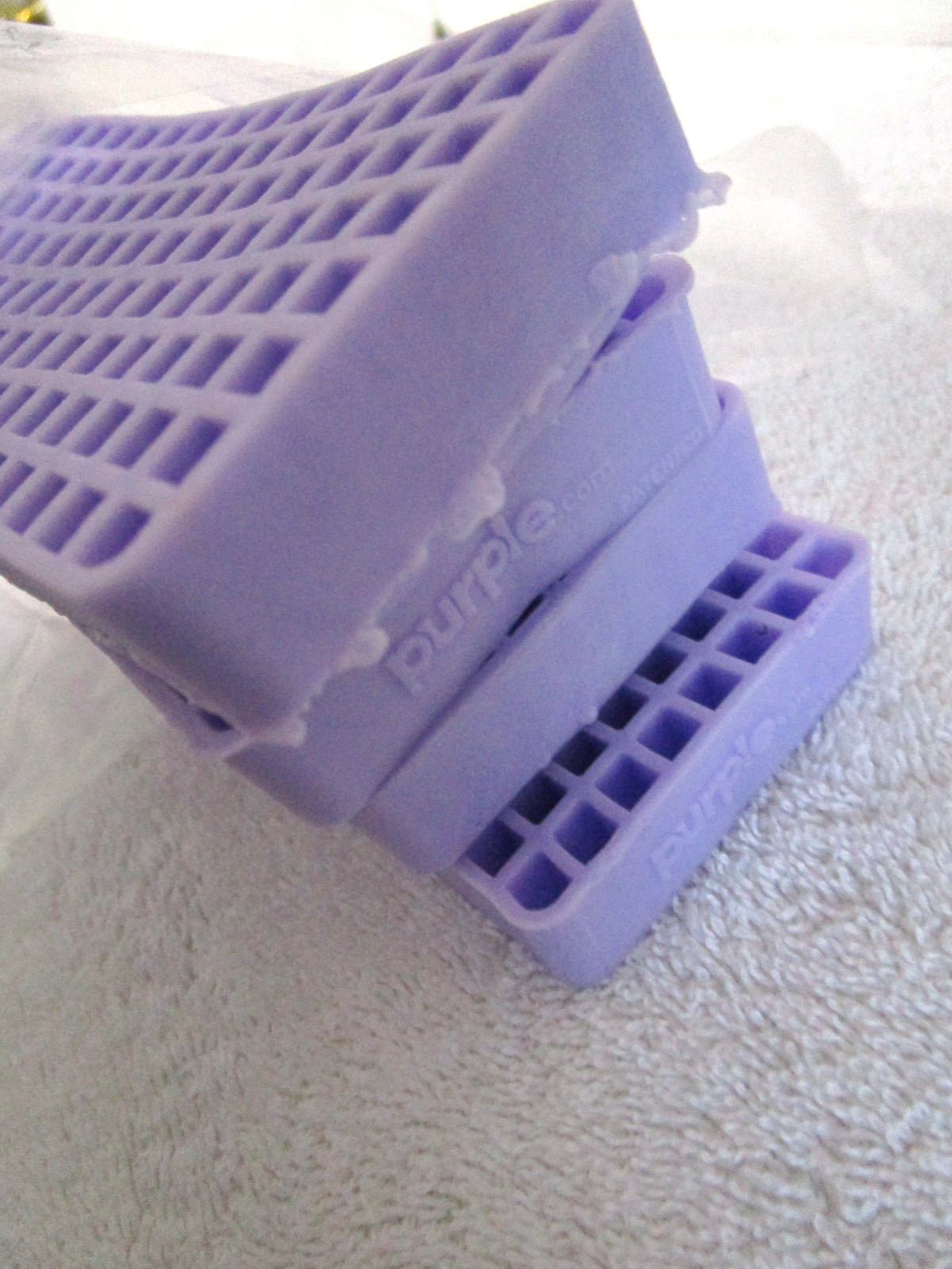 Lot Of 4 -Purple Mattress Collectible Squishy Sample. Rare 4 3/8 x 2.25"