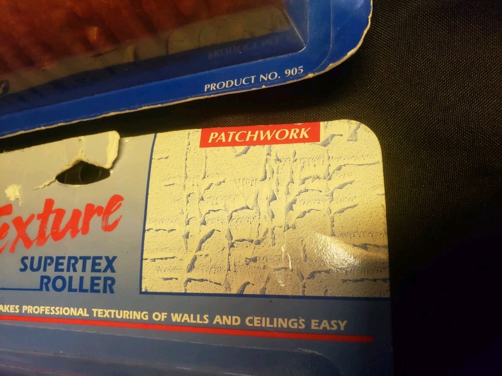 Vintage Nos 2 Wel-Cote Drywall Texture Rollers Tree Bark Patchwork Pattern Paint
