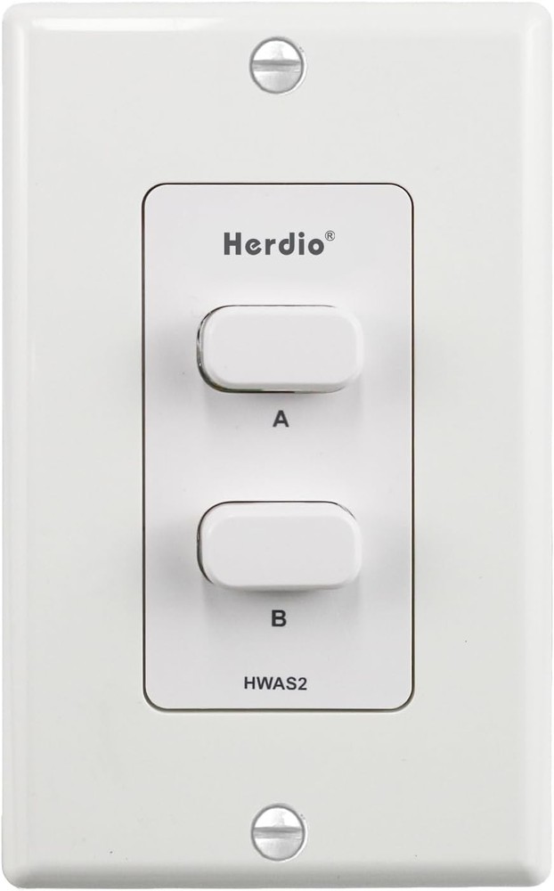Herdio in-Wall 2 Channel Speaker Selector Switch Home Audio Speakers Controller