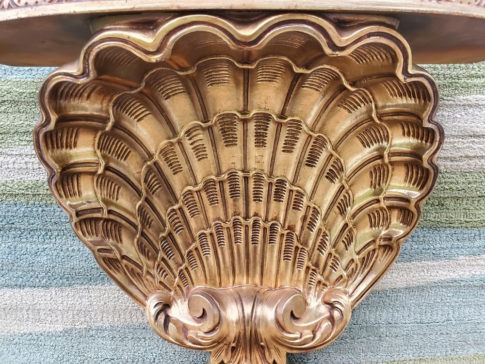 Hollywood Regency Grosfeld House Gilded Shell Console Table Clamshell