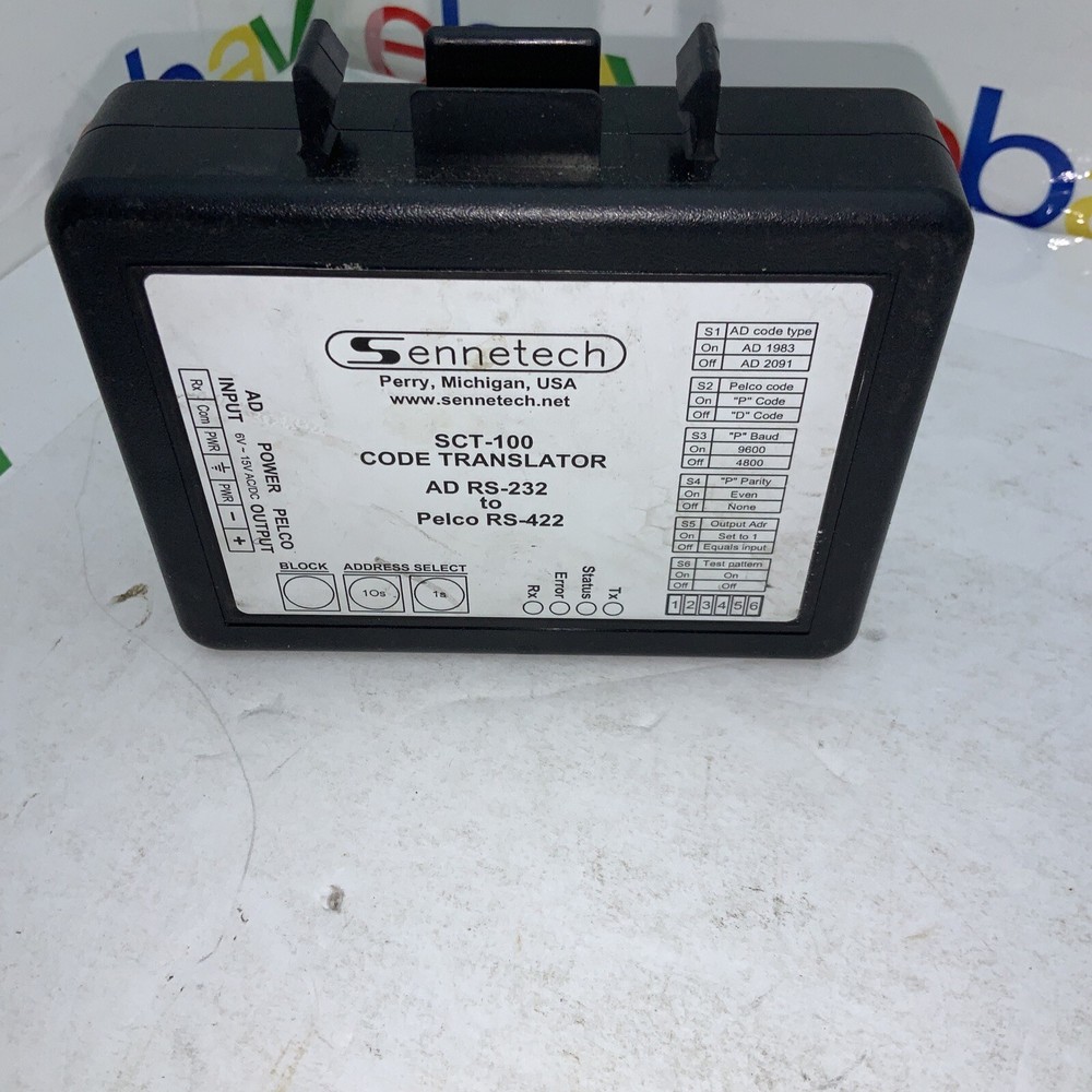 Sennetech SCT-100 Code Translator AD RS-232 To Pelco RS-422 Single Camera Code