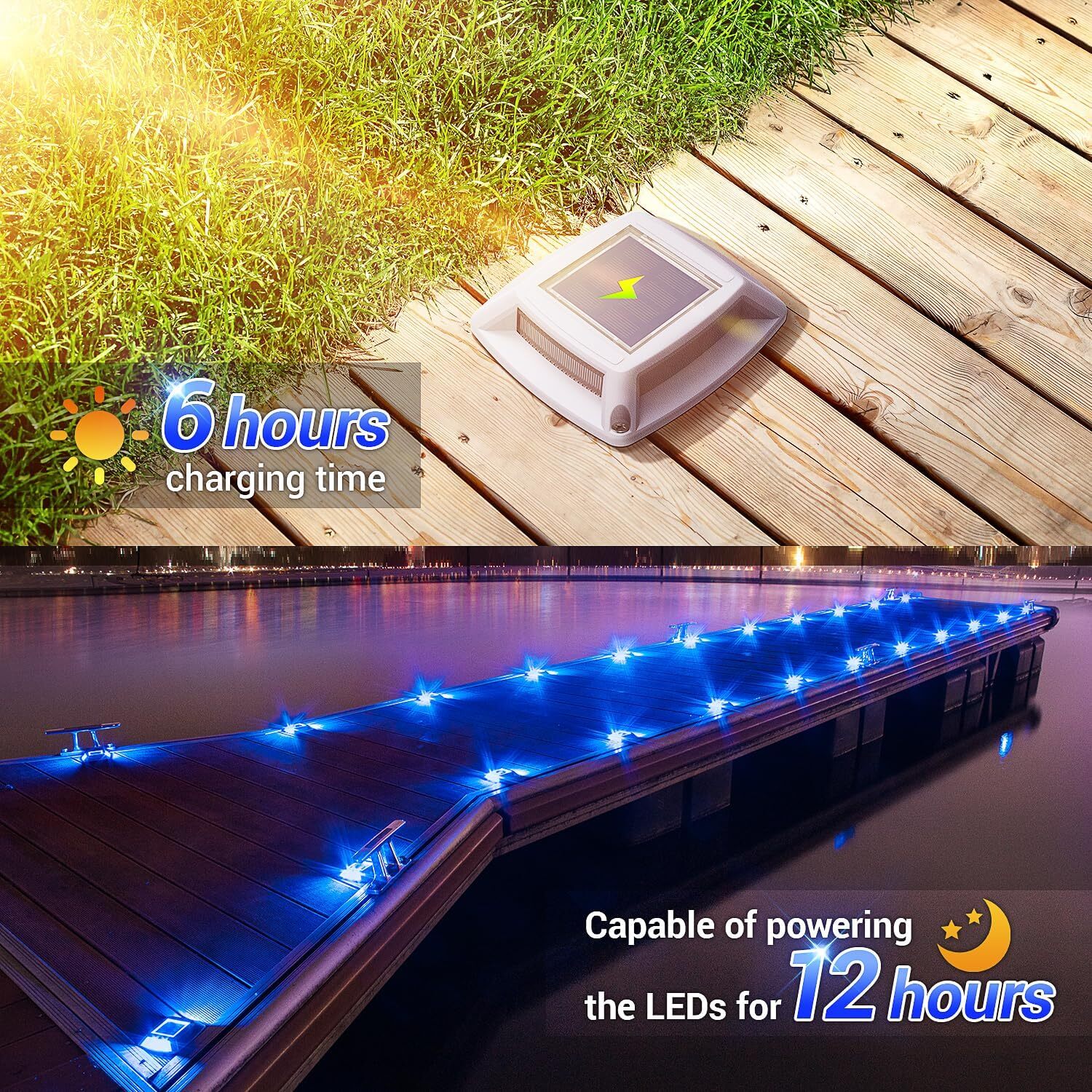 LED Solar Deck Lights Outdoor Garden Driveway Pathway Stair Step Dock Fence Lamp