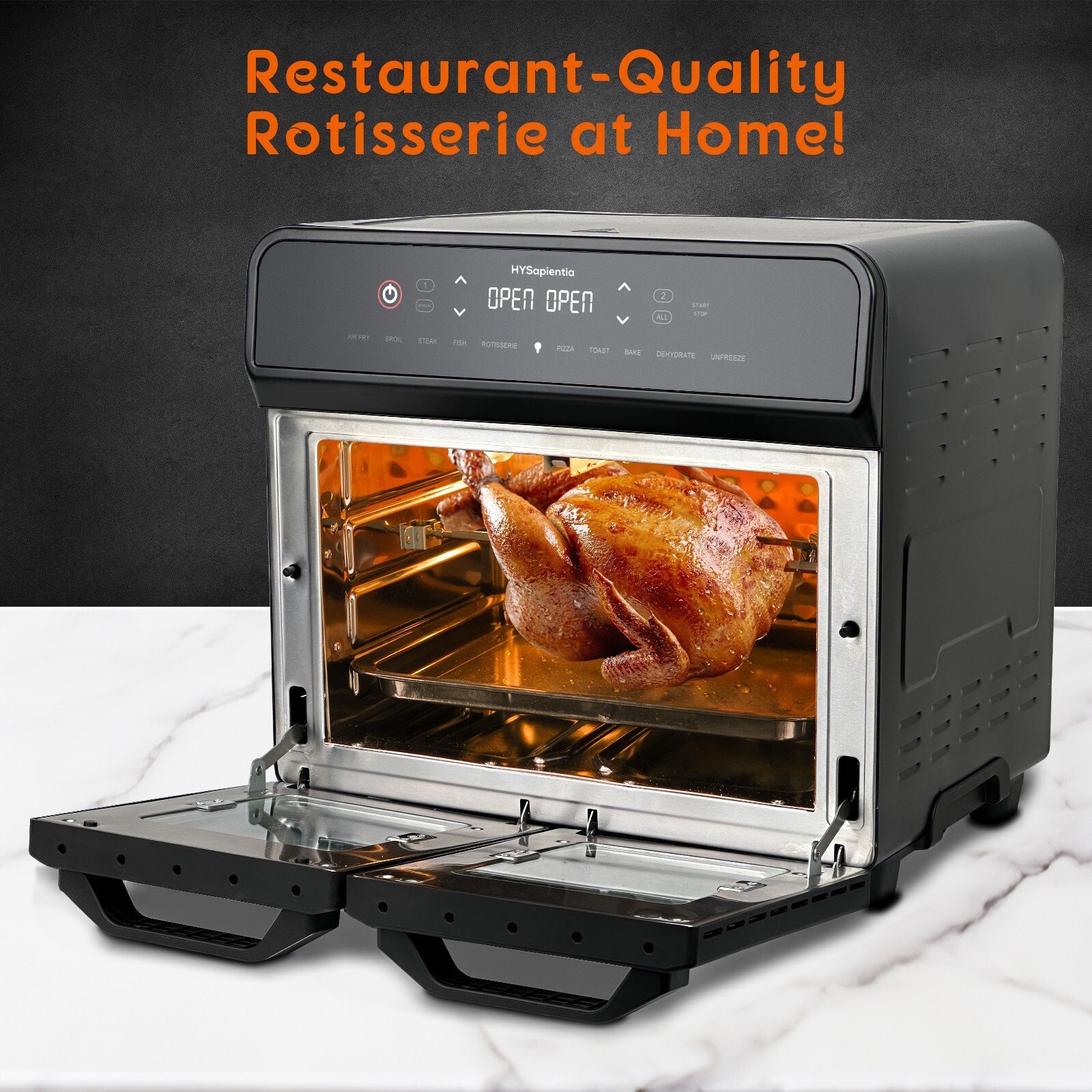 HYSapientia 24QT Dual Zone Air Fryer Oven with Rotisserie