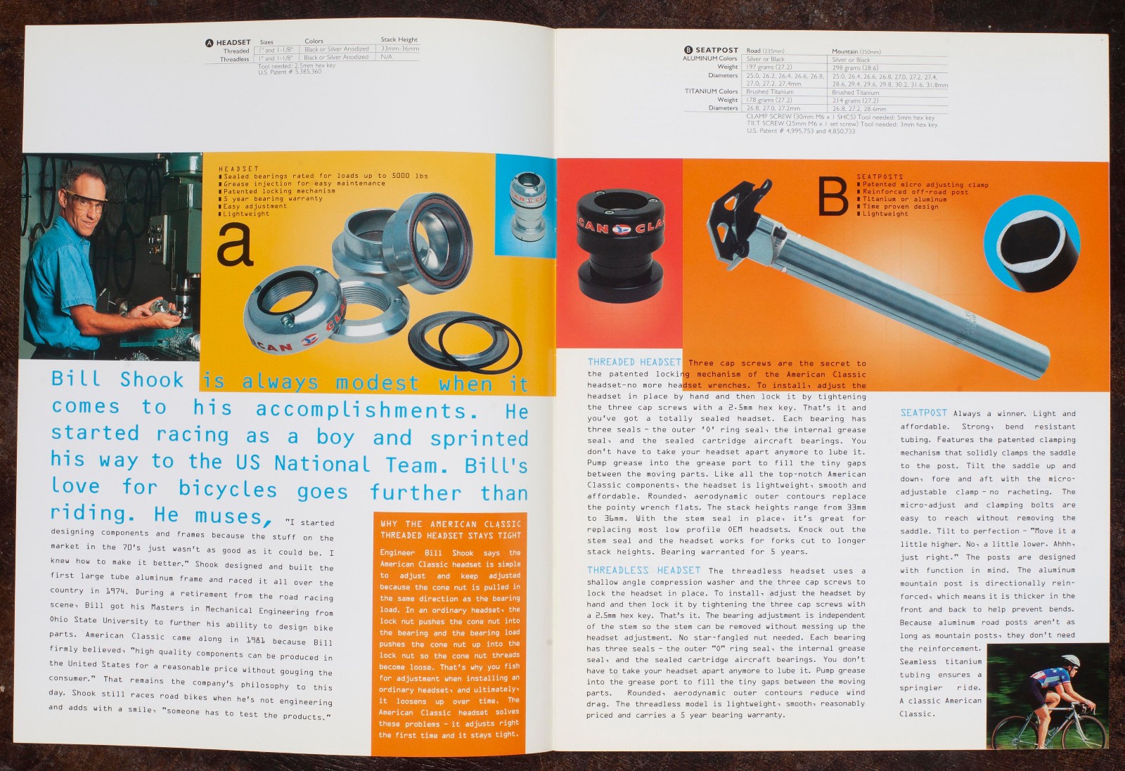 1990s American Classic bicycle parts catalog hubs seatpost headset bottle cage