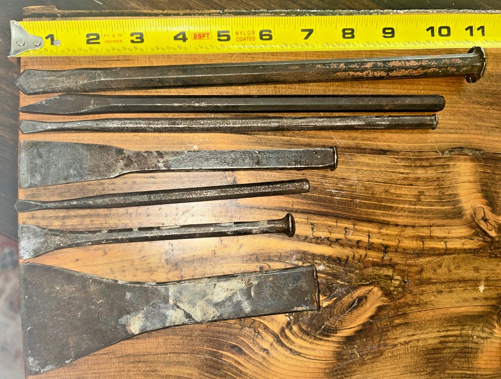 Cold Chisel mixed size lot flat & cape chisels,machinist blacksmith tools (11)