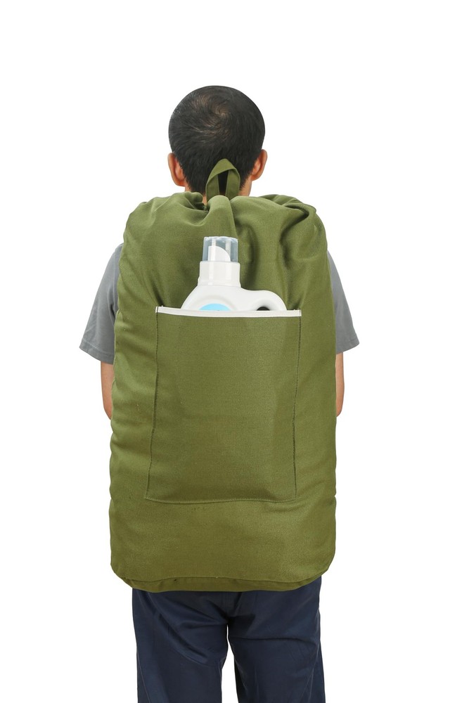 Canvas Laundry bag, Washable Laundry backpack, Adjustable Straps, Large Front...