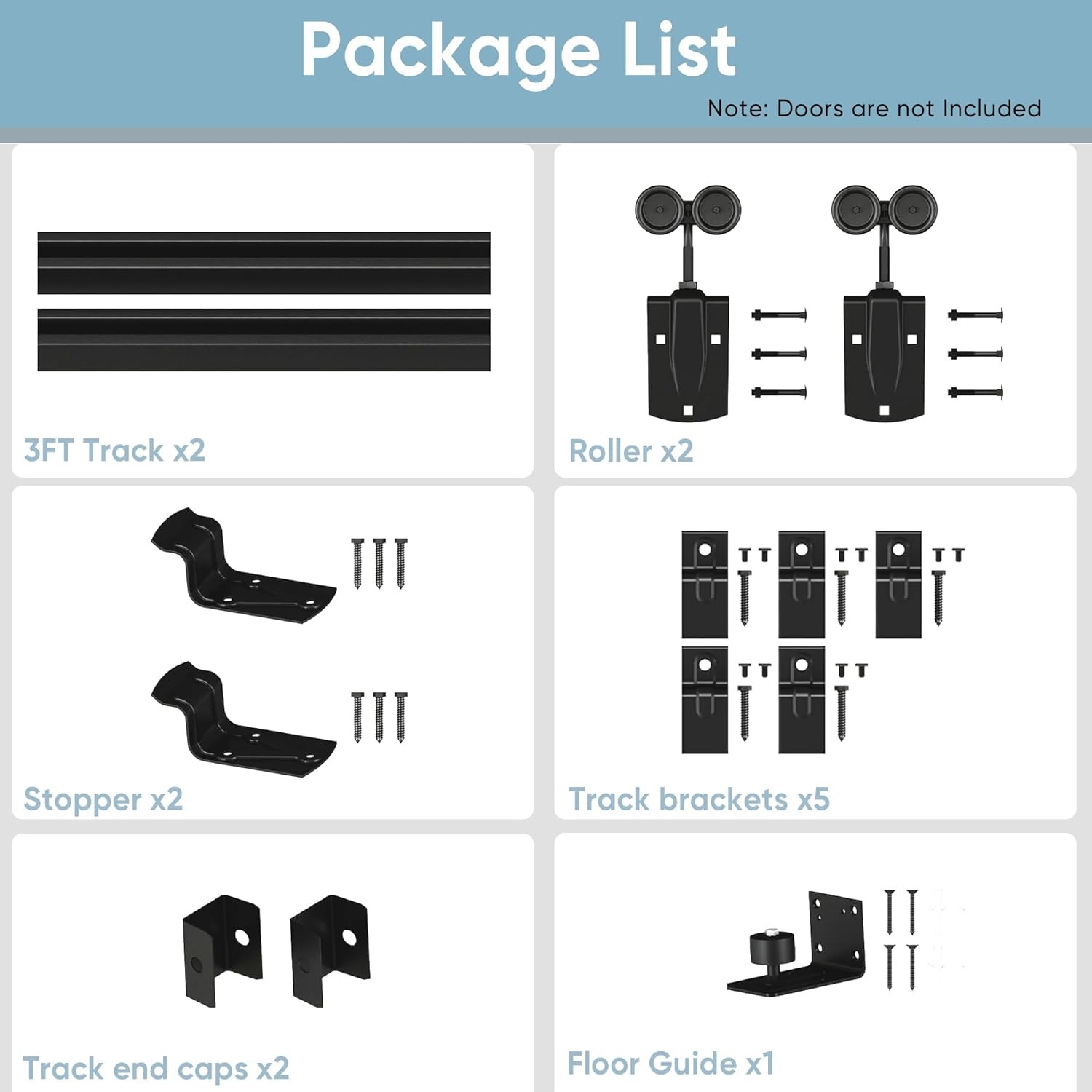 6FT Heavy Duty Barn Door Hardware Kit for Exterior Use & Box Rail System