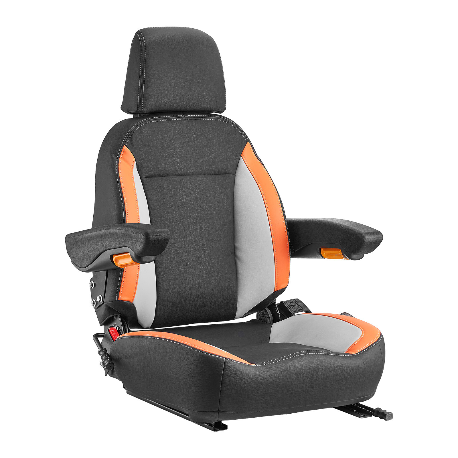 Forklift Seat Mower Tractor Seat Adjustable Back Seatbelt & Headrest