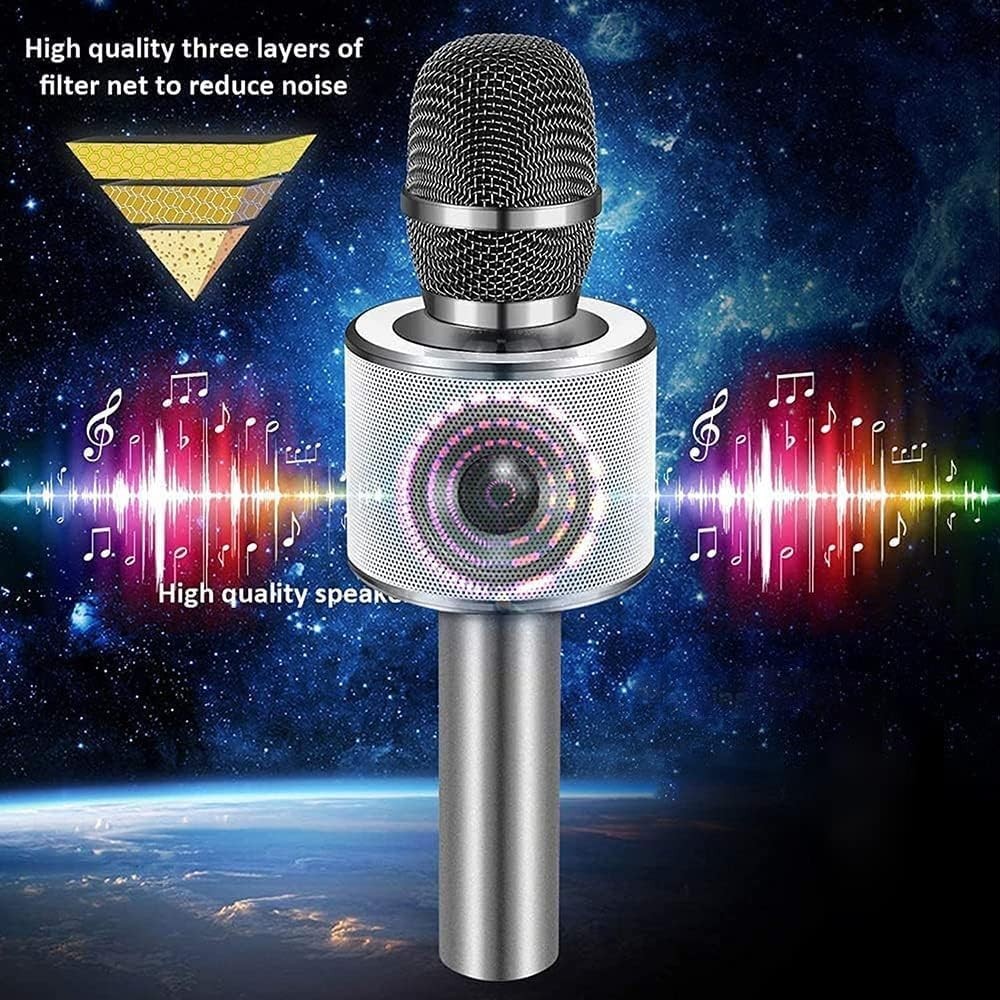Q37 Space Gray Wireless Karaoke Microphone with High Sensitivity Audio Features