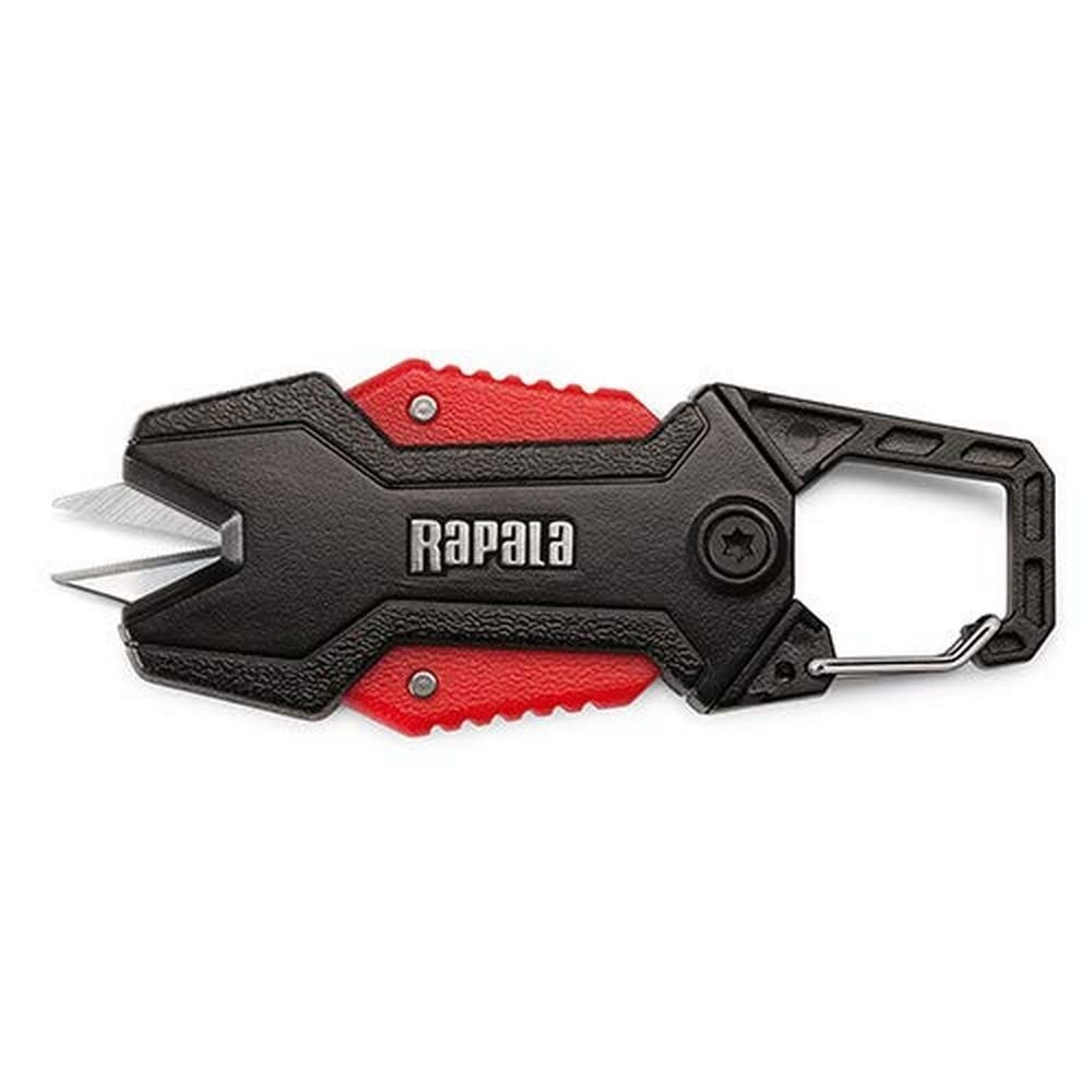 Rapala Retractable Line Scissors Multi-tool with Carabiner Red Handles