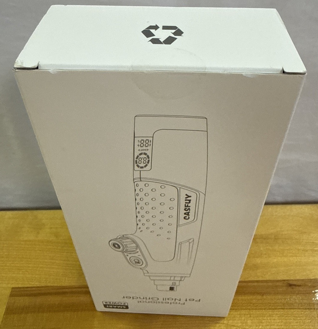 Casfuy Smart 6-Speed Dog Nail Grinder 50% More Power 2 LED Lights Quiet Red NEW