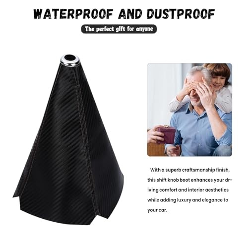 Car Shift Knob Dust Cover, Leather Manual/Automatic Carbon pattern black line