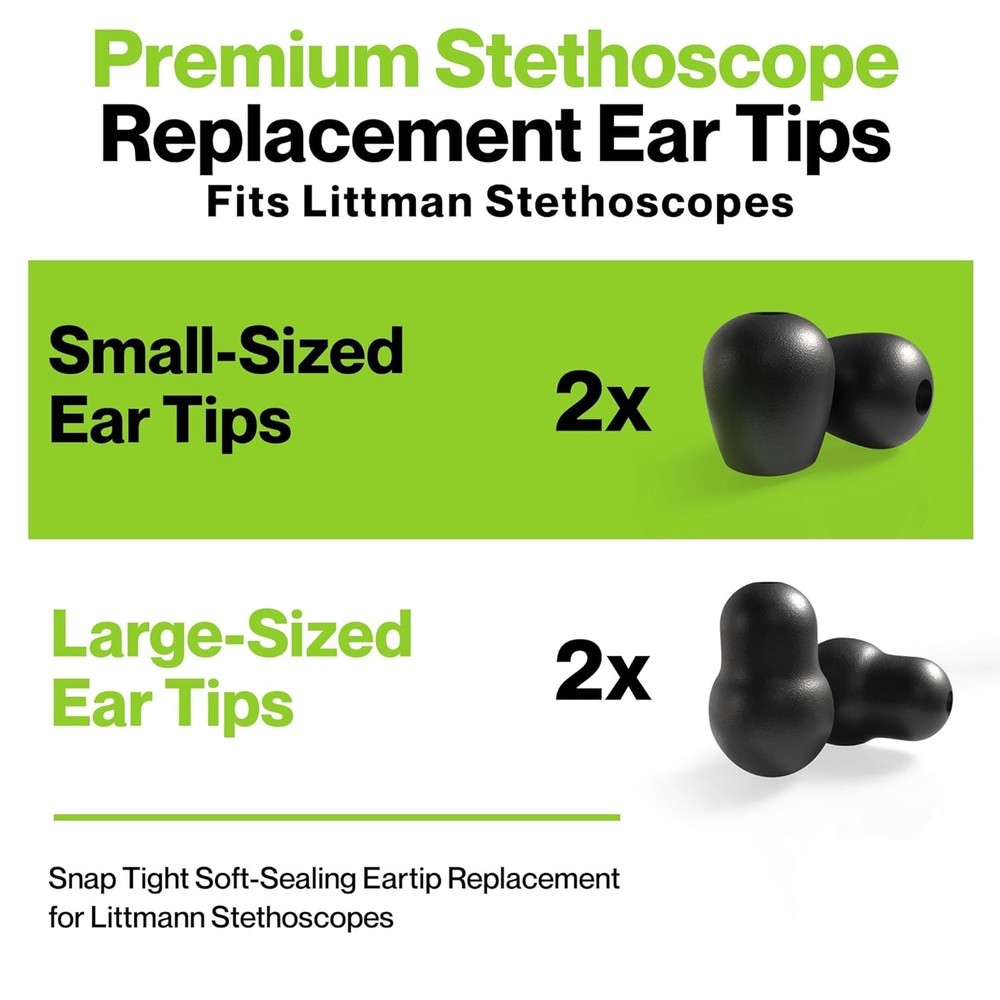 Stethoscope Ear Tips Replacement Kit - Small & Medium for Littmann Compatibility