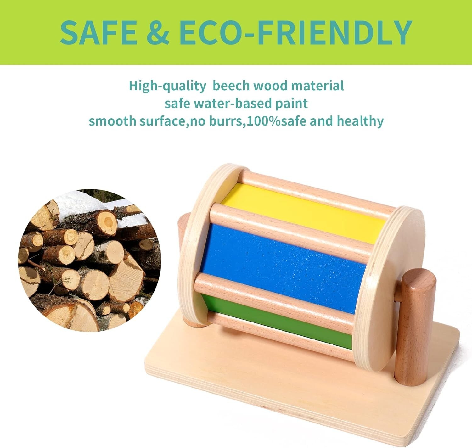 Rainbow Colorful Spinning Drum Wooden Montessori Toy