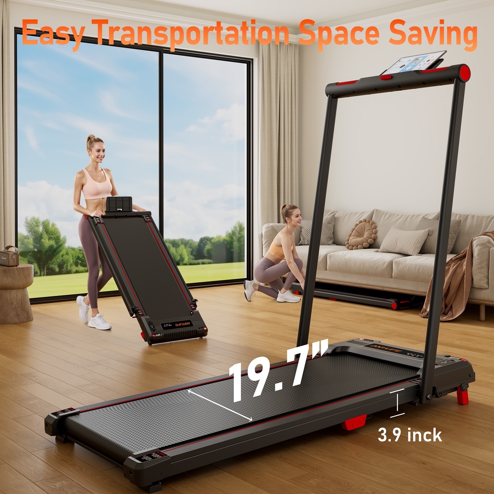 Foldable Under-Desk Treadmill for Home Use, Remote-Controlled with LED Display