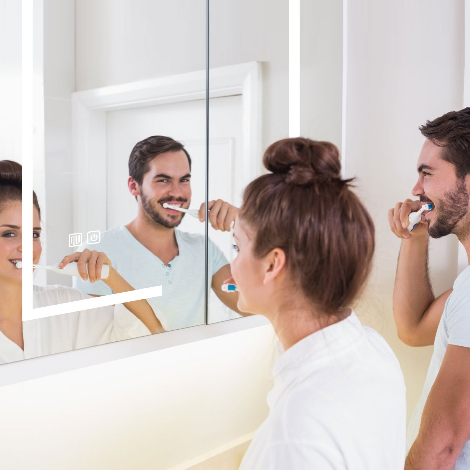 Dimmable LED Lighted Medicine Cabinet with Mirror Wall-mounted Bathroom Cabinet