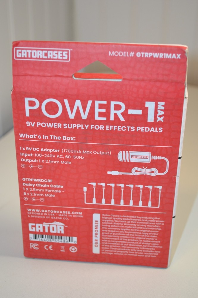 Gator GTR-PWR-1MAX 9V DC Power Adapter GRPWR1MAX