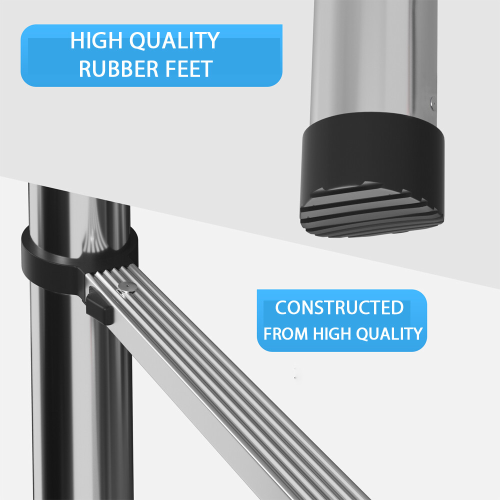 6.2M Portable Heavy Duty Aluminium Telescopic Ladder Extendable With Safety Hook