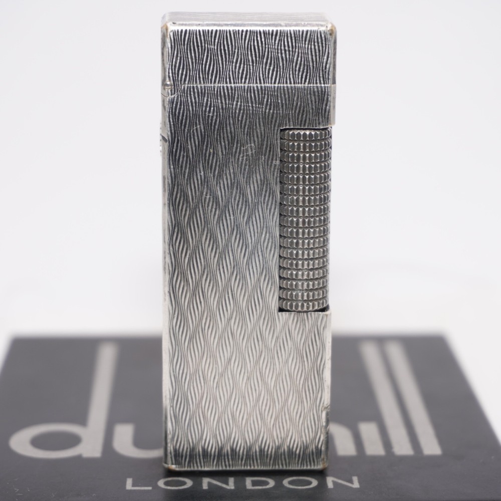Dunhill Rollagas Lighter Silver CHEVRON Pattern-Ultrasonically cleaned_Working