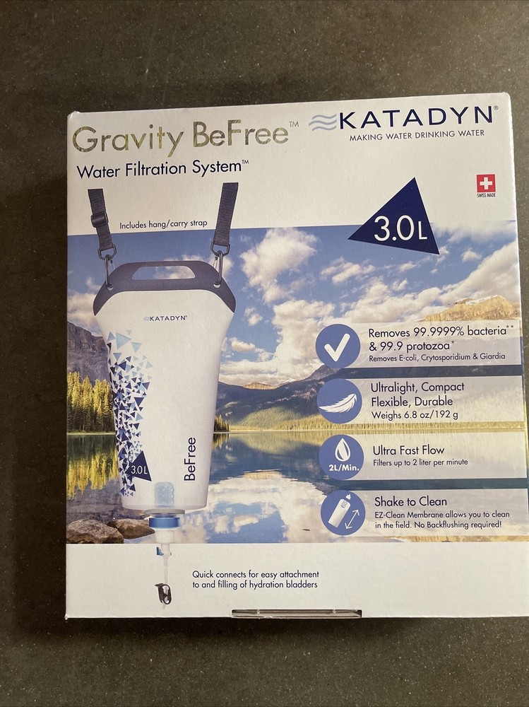 Katadyn BeFree Gravity Water Filter w/Carry Strap, Quick Connects, Hose, 3.0L
