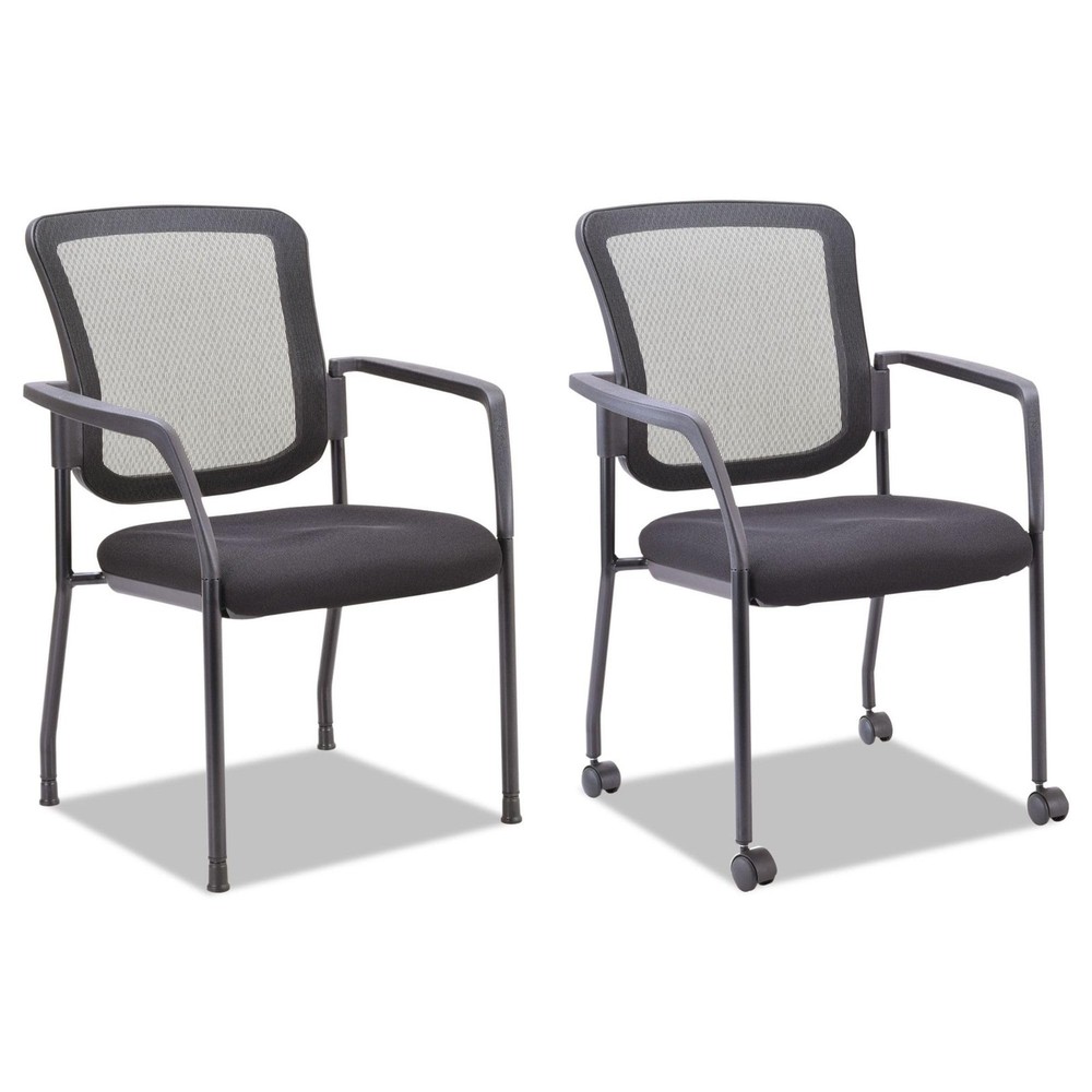 Alera ALE Mesh Guest Stacking Chair, Black - Breathable, Mobile/Fixed